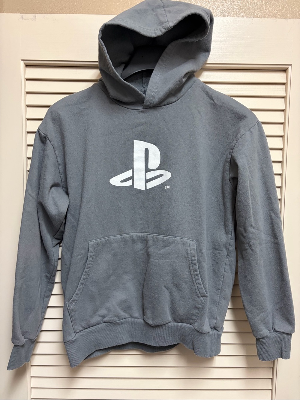 PlayStation Hoodie Youth XL 14/16 Gray PS Logo Graphic Pullover Fleece Gamer